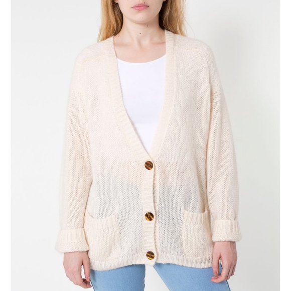 Vintage Mohair Wool Made in the USA American Apparel Oversized Cardigan Sweater - Picture 2 of 10